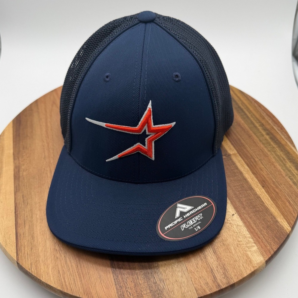 Houston Astros 404M Flexfit SM-MED Trucker Hat Navy Blue Star Area Stars 2546